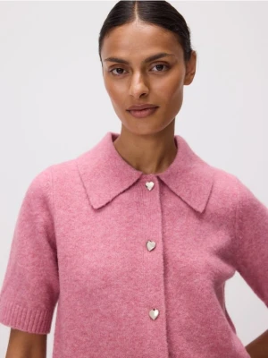 Reserved - Kardigan z ozdobnymi guzikami - różowy