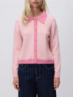 Reserved - Kardigan z ozdobnymi guzikami - różowy