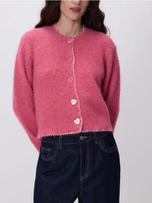Reserved - Kardigan z ozdobnymi guzikami - różowy