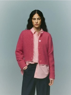 Reserved - Kardigan z ozdobnymi guzikami - różowy