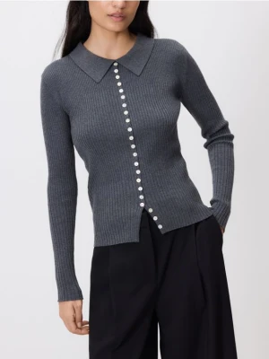 Reserved - Kardigan z ozdobnymi guzikami - szary