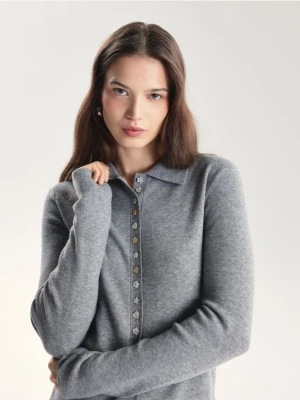 Reserved - Kardigan z ozdobnymi guzikami - szary