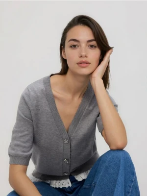 Reserved - Kardigan z ozdobnymi guzikami - szary