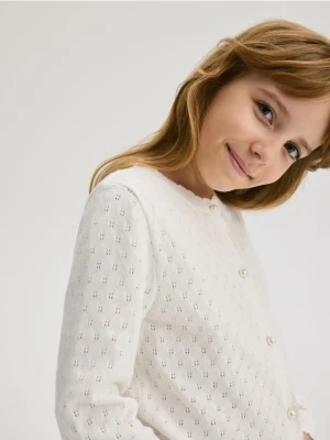 Reserved - Kardigan z ozdobnymi guzikami - złamana biel