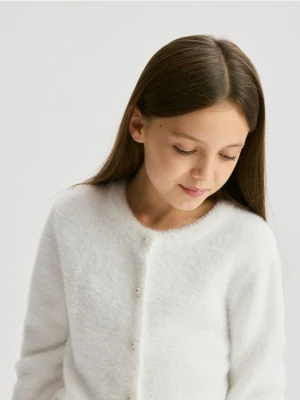 Reserved - Kardigan z ozdobnymi guzikami - złamana biel