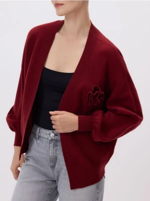 Reserved - Kardigan z różą - czerwony