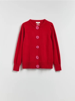 Reserved - Kardigan z różą - pastelowy róż