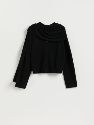 Reserved - Kardigan z szalem z wełną - czarny