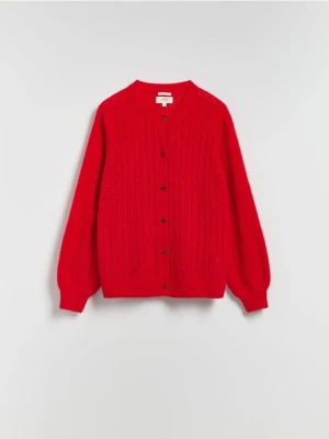 Reserved - Kardigan z wełną alpaki - czerwony