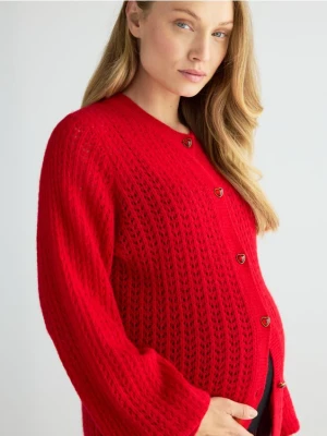 Reserved - Kardigan z wełną alpaki - czerwony