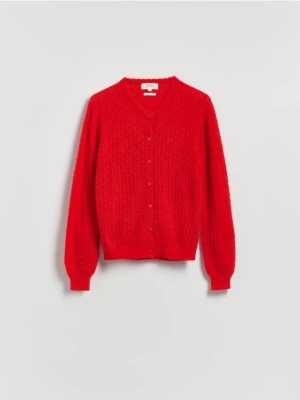 Reserved - Kardigan z wełną alpaki - czerwony