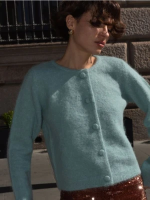 Reserved - Kardigan z wełną alpaki - jasnoturkusowy