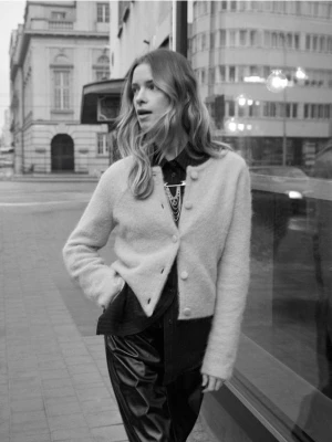 Reserved - Kardigan z wełną alpaki - jasnoturkusowy