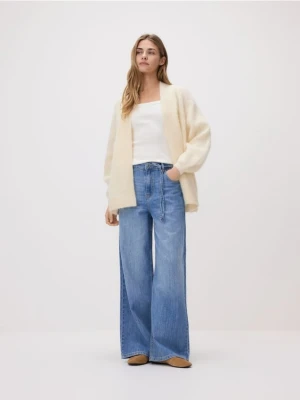 Reserved - Kardigan z wełną alpaki - jasnożółty