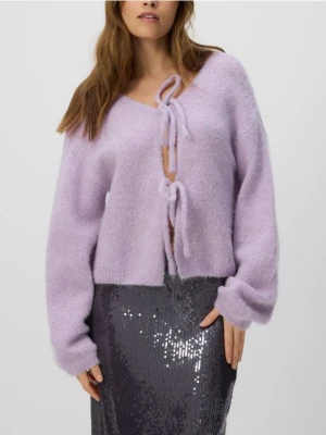 Reserved - Kardigan z wełną alpaki - lawendowy