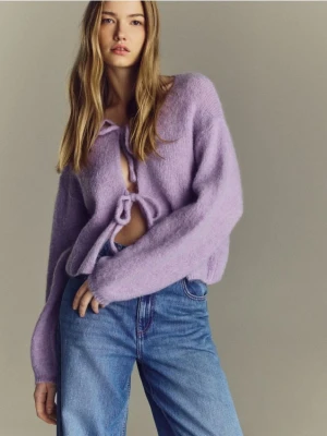 Reserved - Kardigan z wełną alpaki - lawendowy