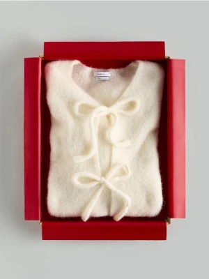 Reserved - Kardigan z wełną alpaki - złamana biel