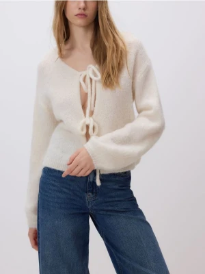 Reserved - Kardigan z wełną alpaki - złamana biel