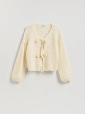 Reserved - Kardigan z wełną alpaki - złamana biel