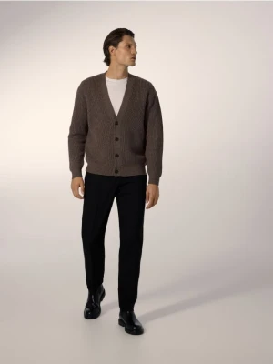 Reserved - Kardigan z wełną - brązowy