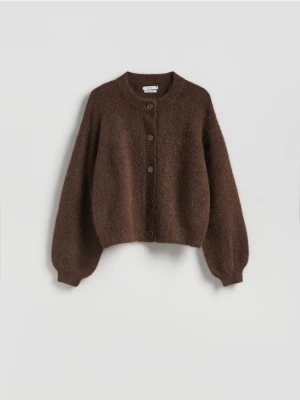 Reserved - Kardigan z wełną - ciemnobrązowy