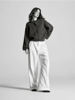 Reserved - Kardigan z wełną - ciemnobrązowy