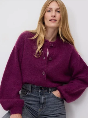 Reserved - Kardigan z wełną - ciemnofioletowy
