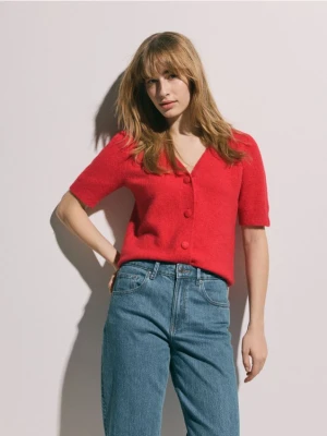 Reserved - Kardigan z wełną - czerwony