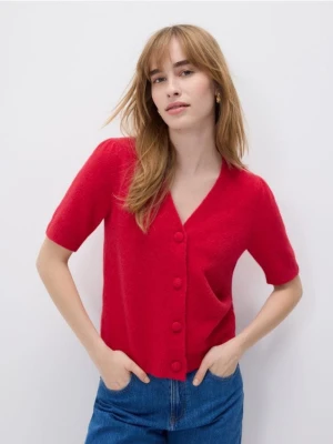 Reserved - Kardigan z wełną - czerwony