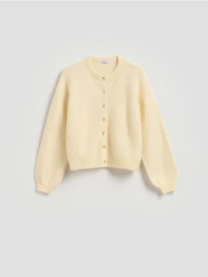 Reserved - Kardigan z wełną i alpaką - jasnożółty