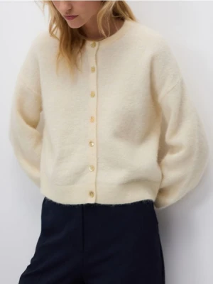 Reserved - Kardigan z wełną i alpaką - jasnożółty