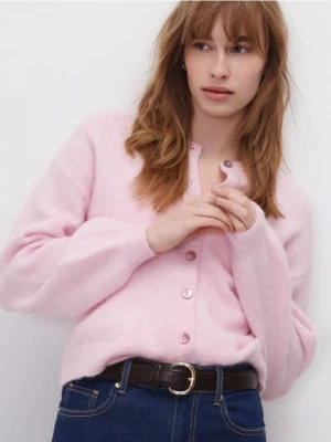 Reserved - Kardigan z wełną i alpaką - różowy