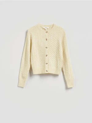 Reserved - Kardigan z wełną i domieszką kaszmiru - złamana biel