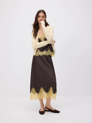 Reserved - Kardigan z wełną i domieszką kaszmiru - złamana biel