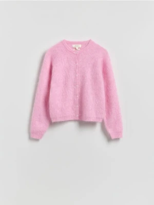 Reserved - Kardigan z wełną i moherem - różowy