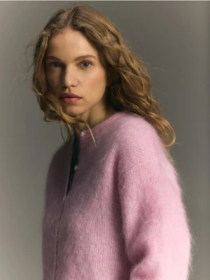 Reserved - Kardigan z wełną i moherem - różowy