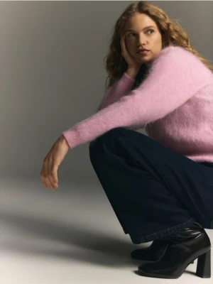 Reserved - Kardigan z wełną i moherem - różowy