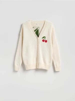 Reserved - Kardigan z wełną - złamana biel