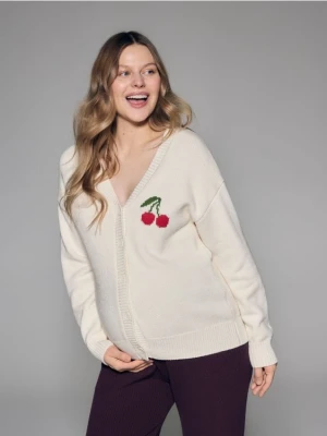 Reserved - Kardigan z wełną - złamana biel