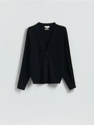 Reserved - Kardigan z wełny merino - czarny