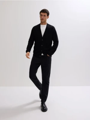 Reserved - Kardigan z wełny merino - czarny