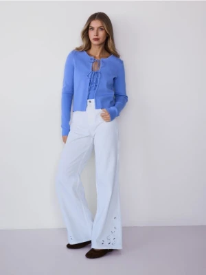 Reserved - Kardigan z wiązaniem - niebieski