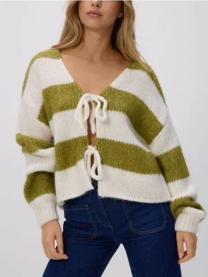 Reserved - Kardigan z wiązaniem - oliwkowy