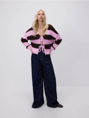 Reserved - Kardigan z wiązaniem - różowy