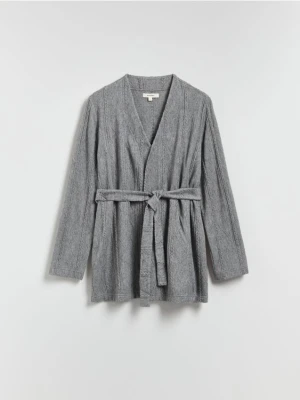 Reserved - Kardigan z wiązaniem - szary