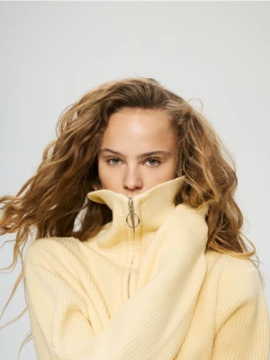 Reserved - Kardigan z zapięciem na zamek - jasnożółty