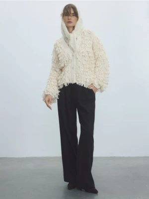 Reserved - Kardigan ze strukturalnym splotem - złamana biel