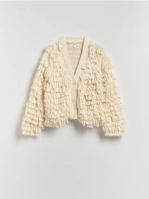 Reserved - Kardigan ze strukturalnym splotem - złamana biel