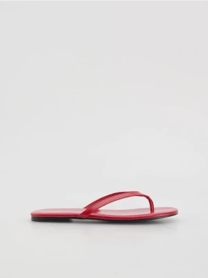 Reserved - Klapki z koziej skóry - czerwony