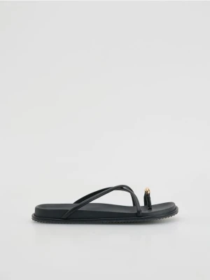 Reserved - Klapki z ozdobnym detalem - czarny